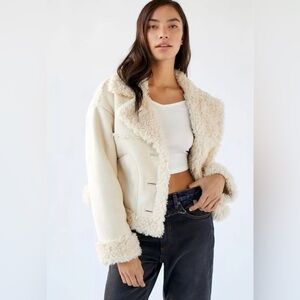Urban Outfitters cream, suede, and fur jacket